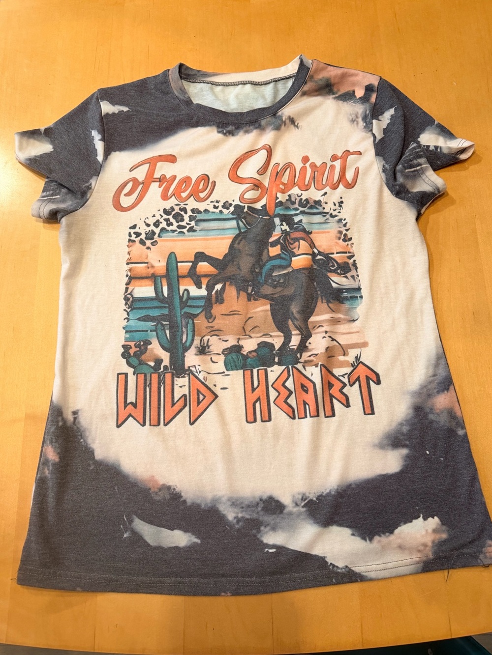 Wild Heart Tie-Dye Graphic Tee - Peach & Charcoal